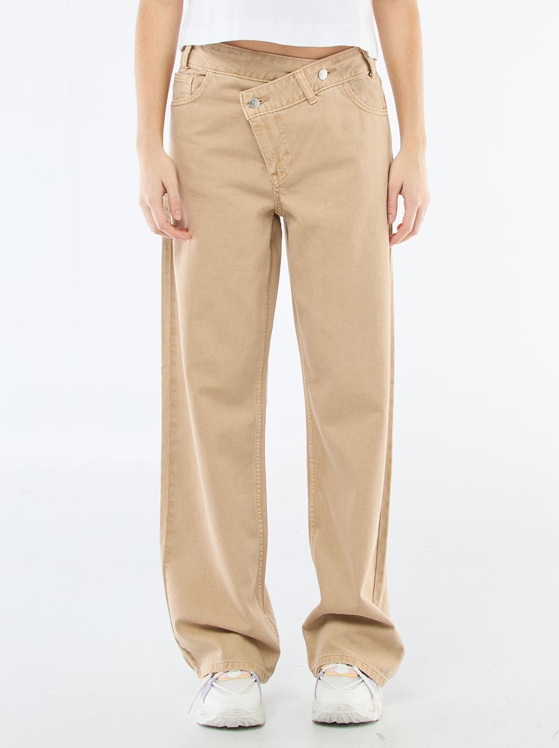 Pantalon twill ouverture asymétrique Beige - Kiabi