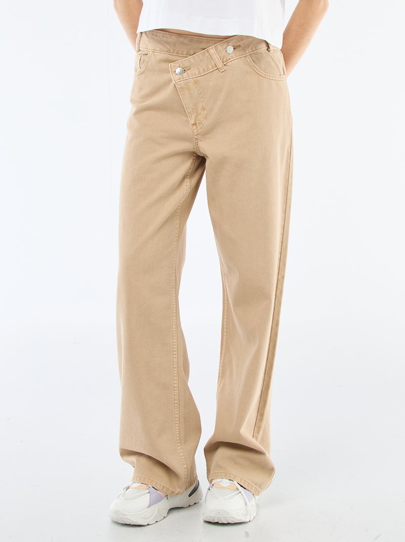 Pantalon twill ouverture asymétrique Beige - Kiabi