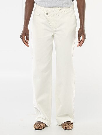 Pantalon twill ouverture asymétrique