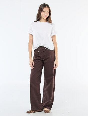 Pantalon twill ouverture asymétrique