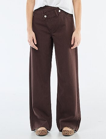 Pantalon twill ouverture asymétrique