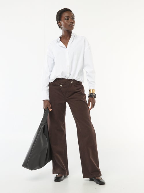 Pantalon twill ouverture asymétrique - Kiabi