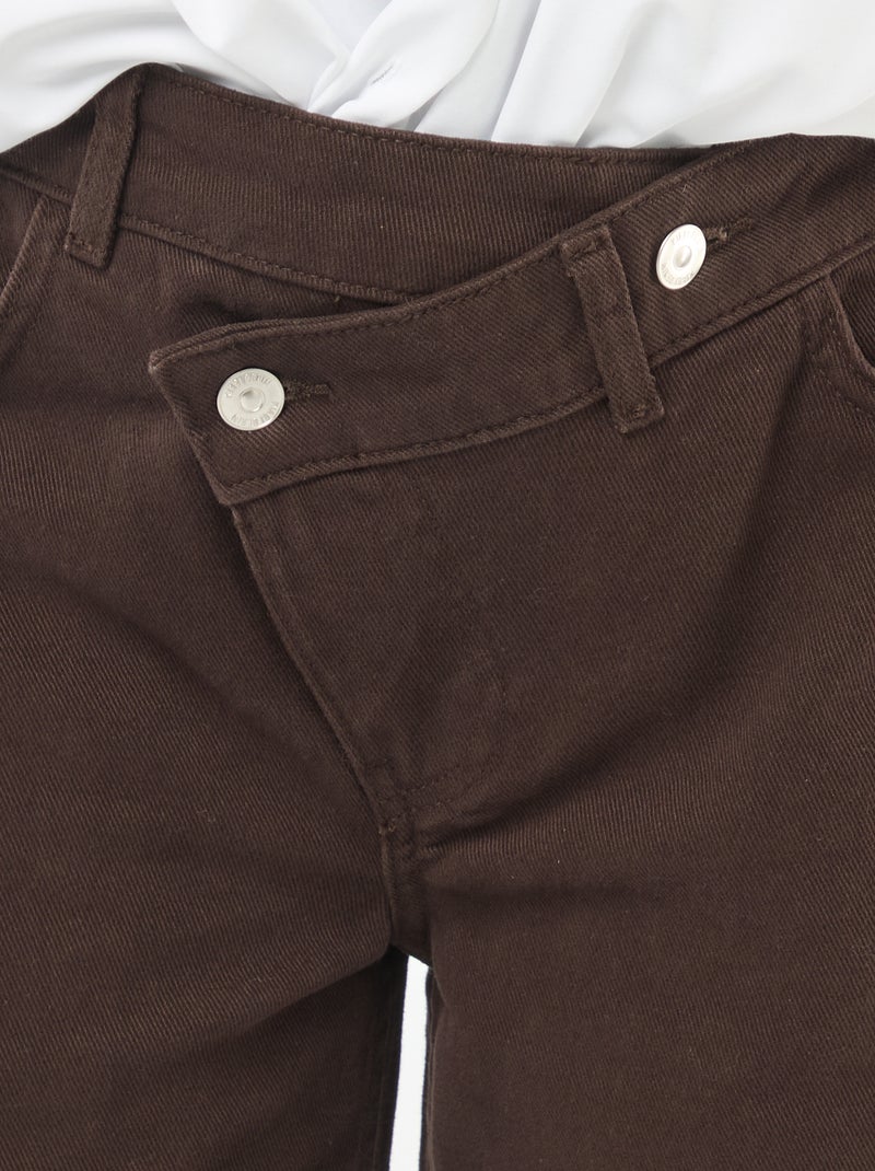Pantalon twill ouverture asymétrique Marron - Kiabi