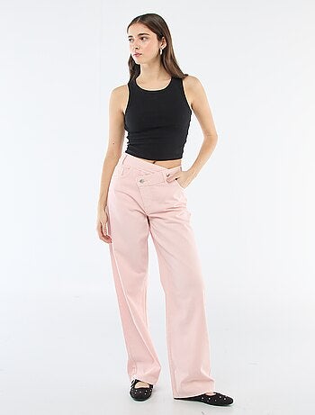 Pantalon twill ouverture asymétrique