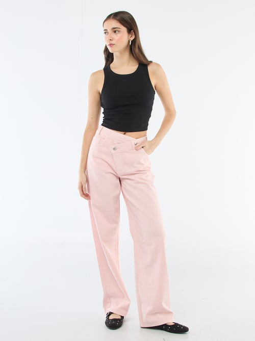 Pantalon twill ouverture asymétrique - Kiabi