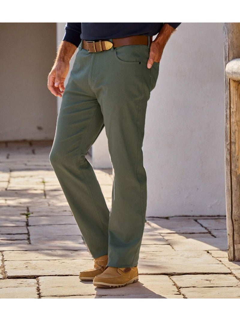 Pantalon Twill Stretch Confort   - ATLAS FOR MEN Kaki - Kiabi
