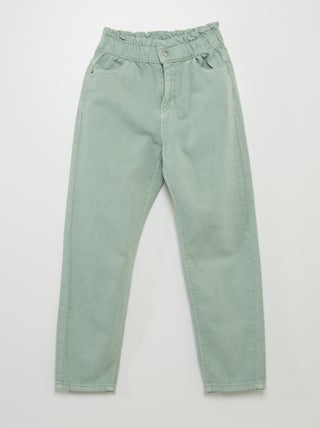 Pantalon twill volantée à la ceinture