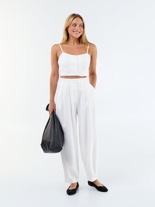 Pantalon uni à coupe large pour femme - Kiabi