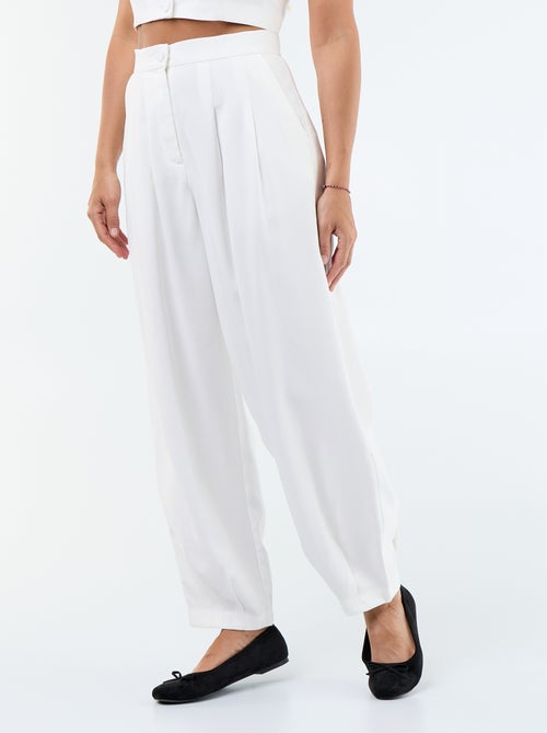 Pantalon uni à coupe large pour femme - Kiabi