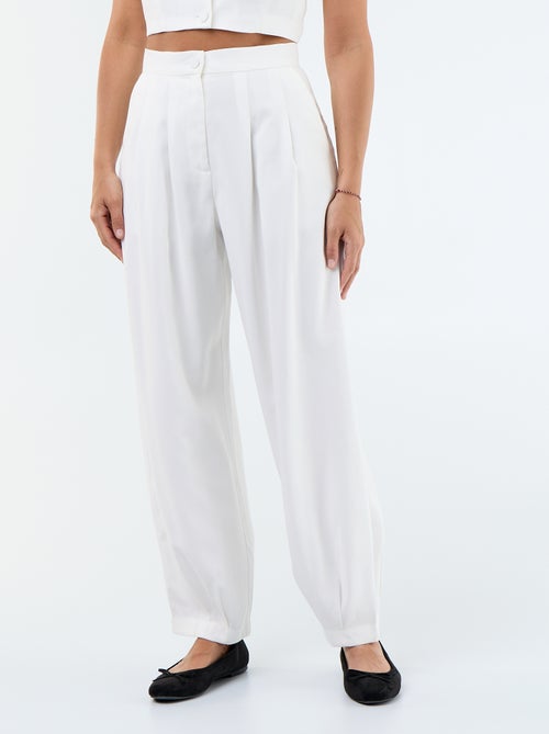 Pantalon uni à coupe large pour femme - Kiabi