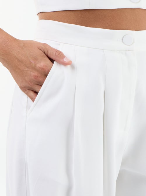 Pantalon uni à coupe large pour femme - Kiabi