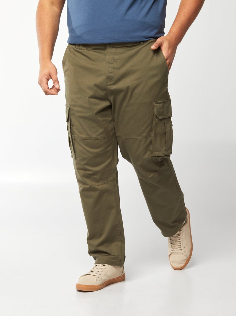 Pantalon uni avec multipoches KAKI - Kiabi