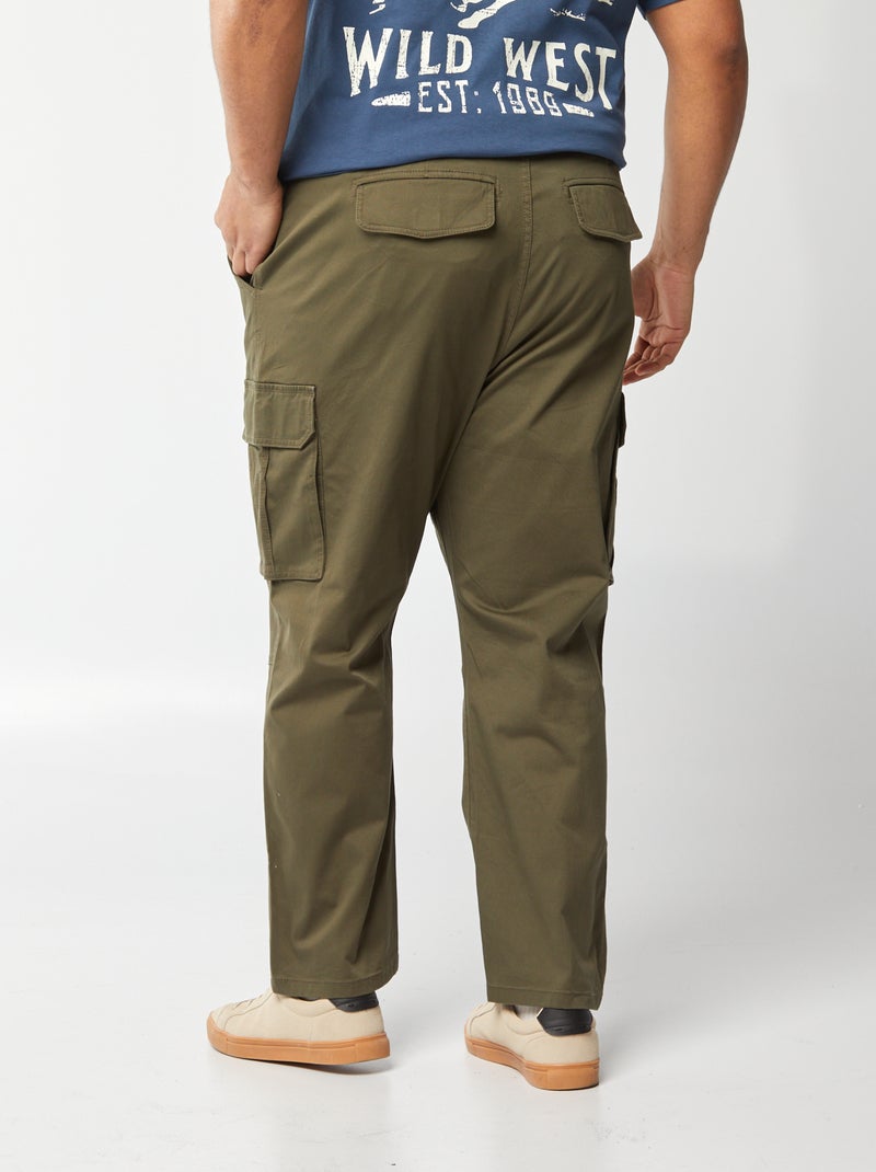 Pantalon uni avec multipoches KAKI - Kiabi