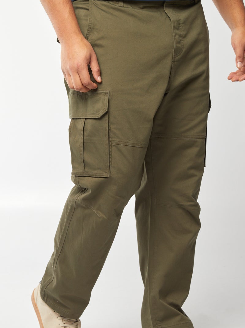 Pantalon uni avec multipoches KAKI - Kiabi