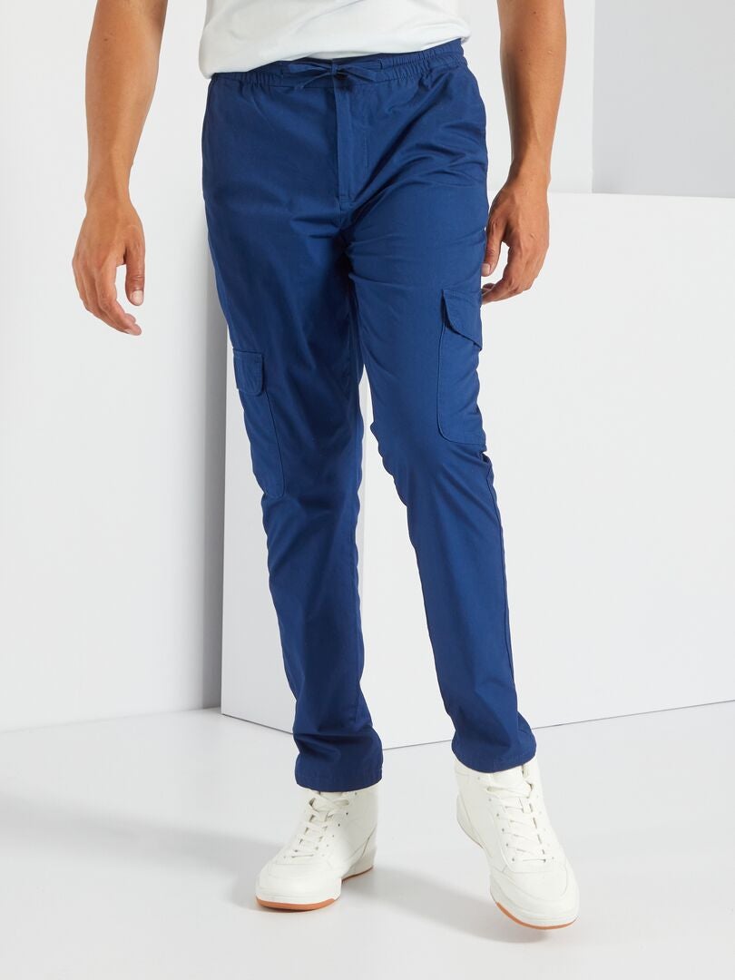 Pantalon uni avec poches à rabats Bleu pétrole - Kiabi
