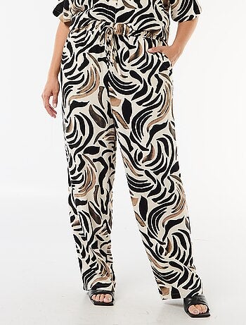 Pantalon uni en lin mélangé