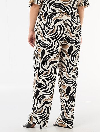 Pantalon uni en lin mélangé