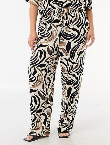 Pantalon uni en lin mélangé