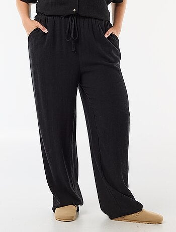 Pantalon uni en lin mélangé