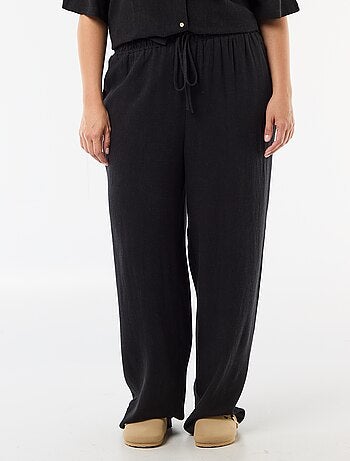 Pantalon uni en lin mélangé