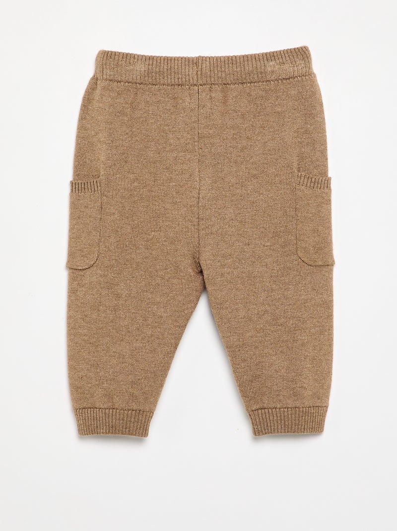 Pantalon uni en maille Marron - Kiabi