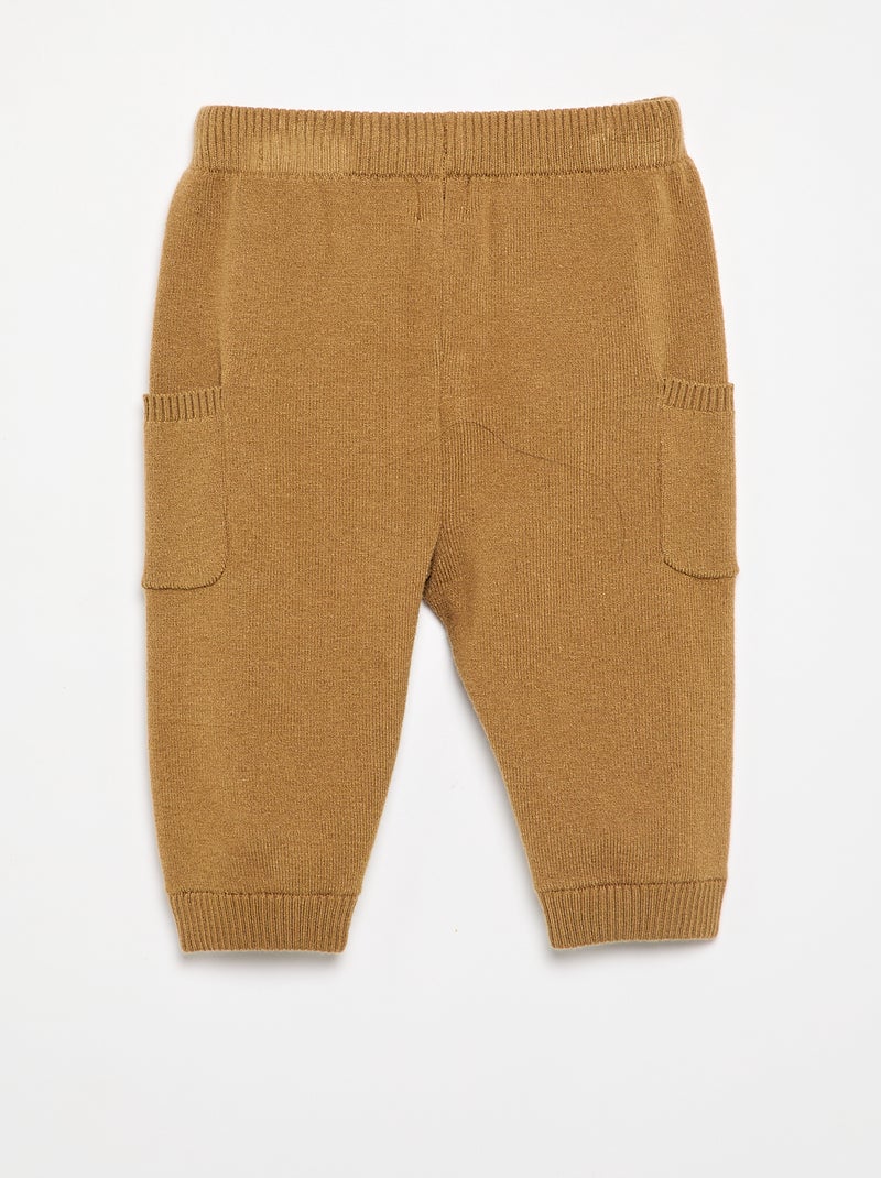 Pantalon uni en maille Vert - Kiabi