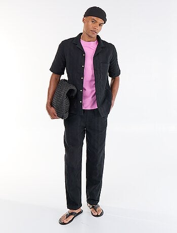 Pantalon uni en matière texturée
