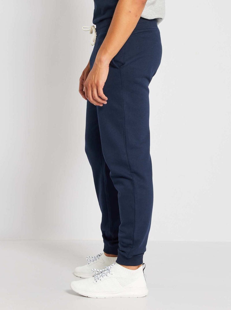 Pantalon uni en molleton bleu marine - Kiabi