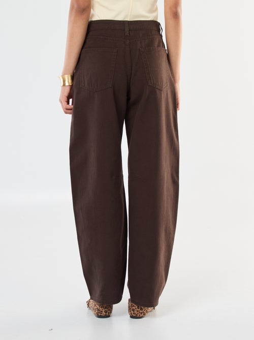 Pantalon uni en twill à taille haute - Kiabi