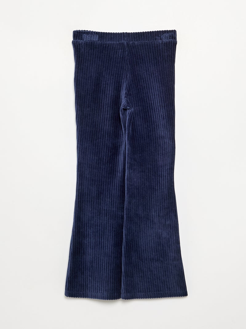 Pantalon uni en velours côtelé Bleu - Kiabi