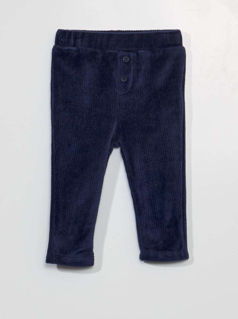 Pantalon uni en velours côtelé Noir - Kiabi