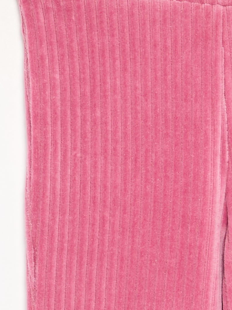 Pantalon uni en velours côtelé Rose - Kiabi
