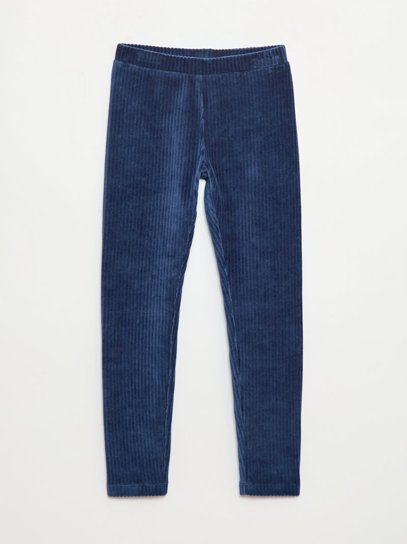 Pantalon uni en velours épais Bleu - Kiabi