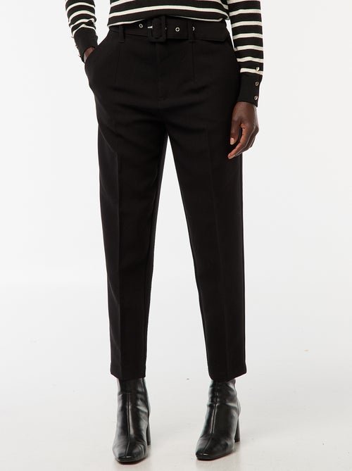 Pantalon uni femme en toile à taille standard - Kiabi Pantalon uni femme en toile à taille standard - Kiabi