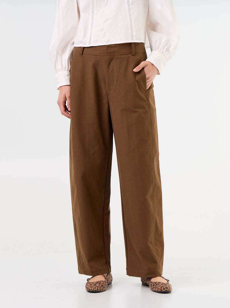 Pantalon uni forme large Marron - Kiabi