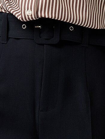 Pantalon uni femme en toile à taille standard
