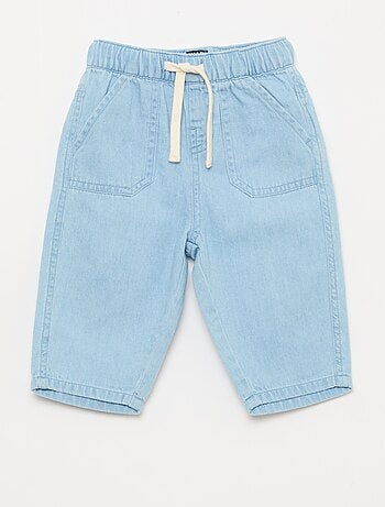 Pantalon uni relax fit avec 2 poches plaquées