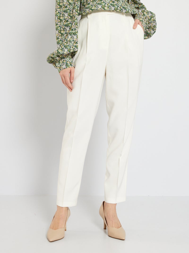 Pantalon uni taille haute Blanc - Kiabi
