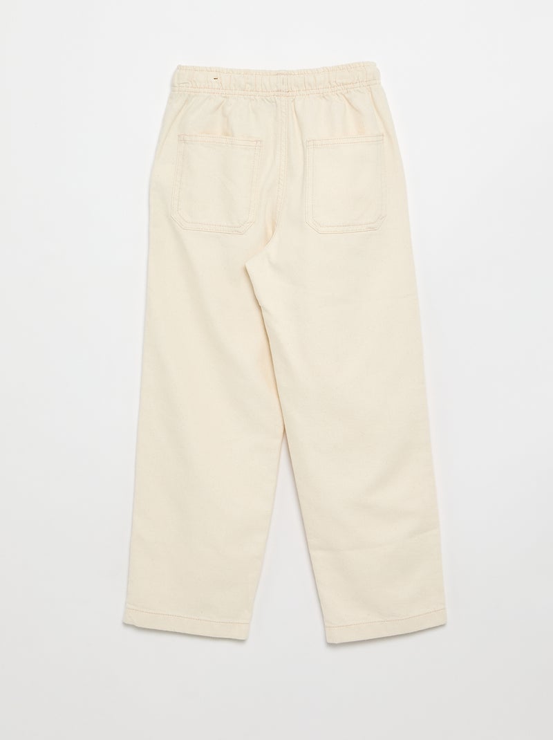 Pantalon van twill met trekkoordjes Wit - Kiabi