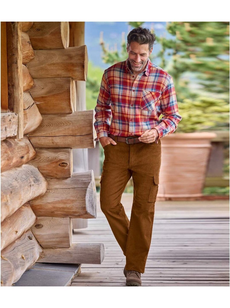 Pantalon velours cargo taille semi elastiquée   - atlas for men Marron - Kiabi
