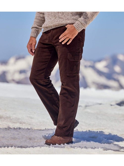 PANTALON VELOURS SEMI ELASTIQUEE CARGO  - ATLAS FOR MEN - Kiabi