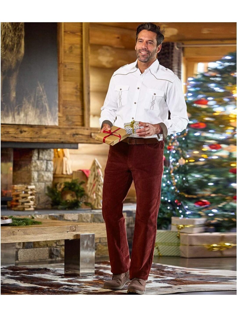 Pantalon Velours Stretch Chalet?  - ATLAS FOR MEN Bordeaux - Kiabi