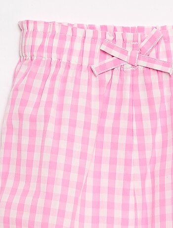 Pantalon vichy rose en popeline de coton
