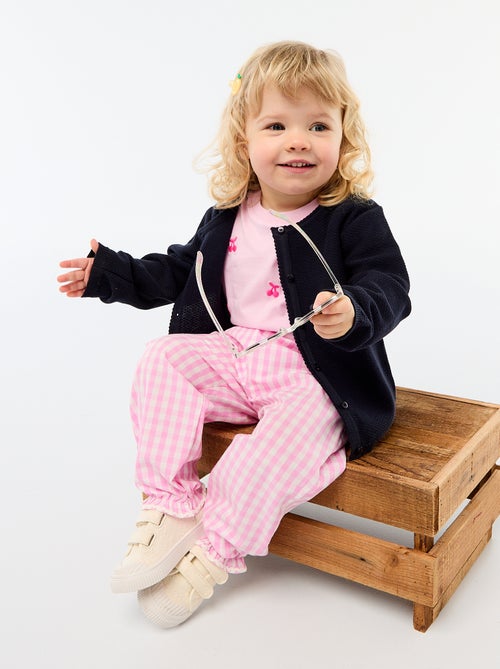 Pantalon vichy rose en popeline de coton - Kiabi Pantalon vichy rose en popeline de coton - Kiabi