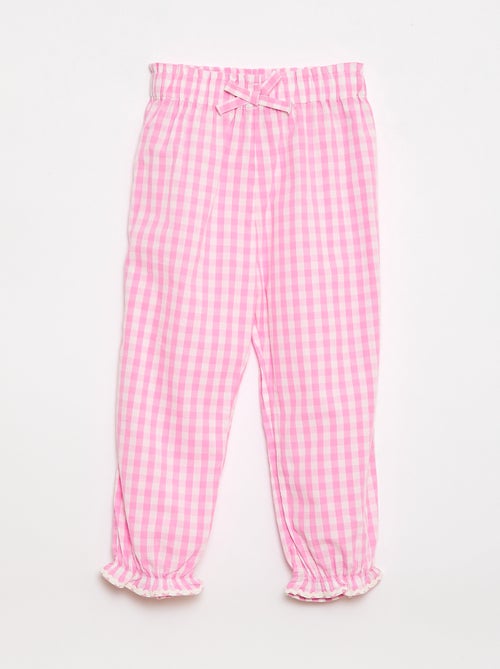 Pantalon vichy rose en popeline de coton - Kiabi Pantalon vichy rose en popeline de coton - Kiabi