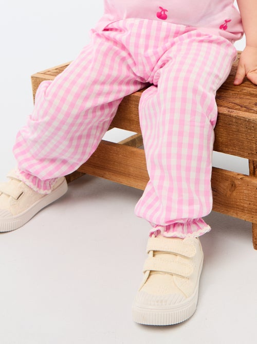 Pantalon vichy rose en popeline de coton - Kiabi Pantalon vichy rose en popeline de coton - Kiabi