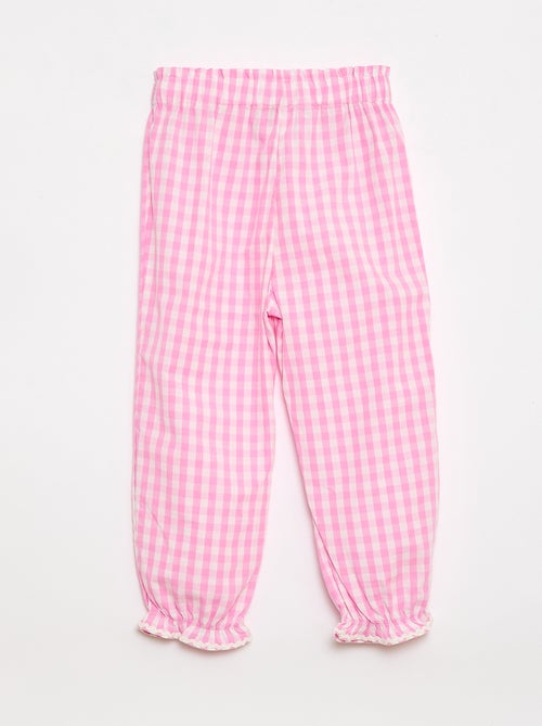 Pantalon vichy rose en popeline de coton - Kiabi Pantalon vichy rose en popeline de coton - Kiabi