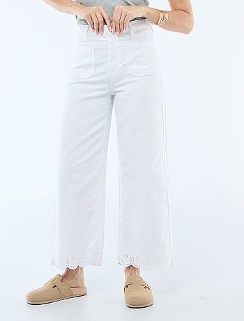 Pantalon wide leg à poches plaquées
