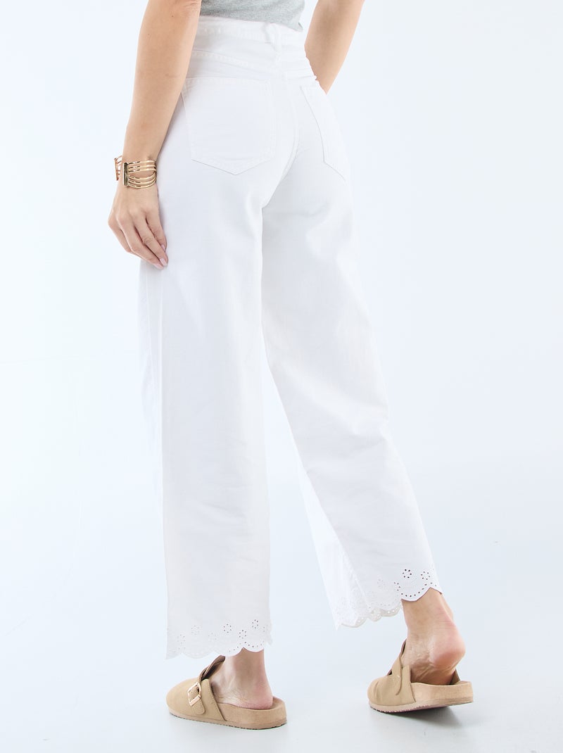 Pantalon wide leg à poches plaquées Blanc - Kiabi