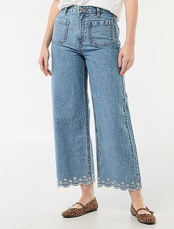 Pantalon wide leg à poches plaquées